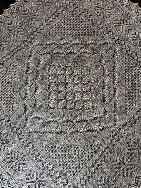 Orenburg shawl PWO-67, 120x120 cm