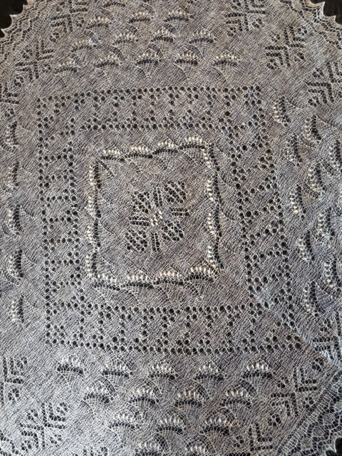 Orenburg shawl PWO-76, 120x120 cm