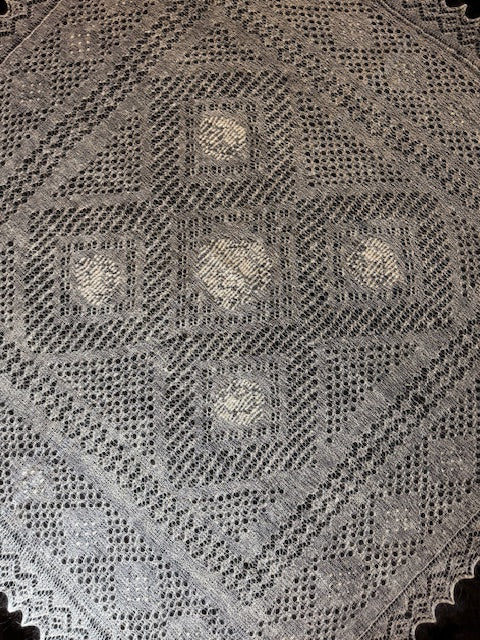 Orenburg shawl PWO-14, 120x120 cm