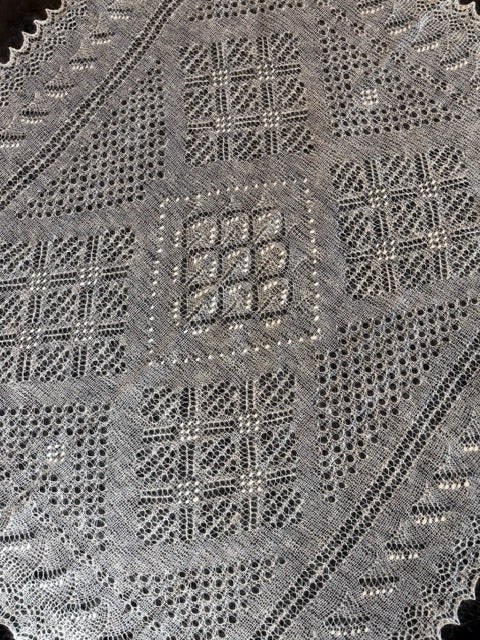 Orenburg shawl PWO-65, 120x120 cm