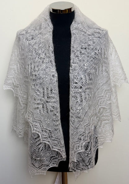 Orenburg shawl PWO-66, 120x120 cm