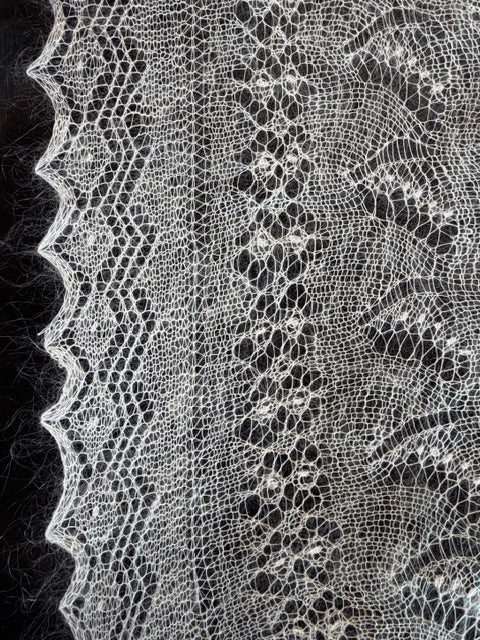 Orenburg shawl PWO-69, 140x140 cm