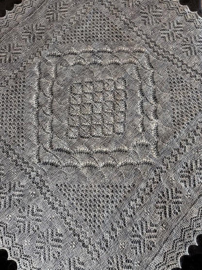 Orenburg shawl PWO-64, 120x120 cm