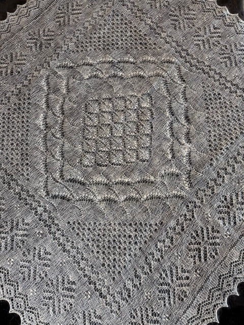 Orenburg shawl PWO-64, 120x120 cm