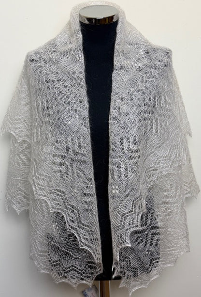 Orenburg shawl PWO-64, 120x120 cm