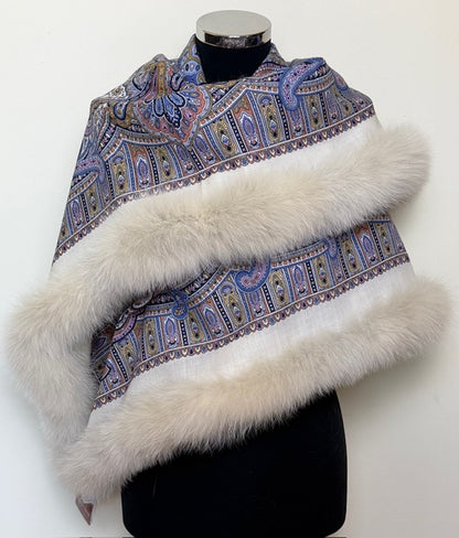 Pavloposadshawl with Arctic fox fur