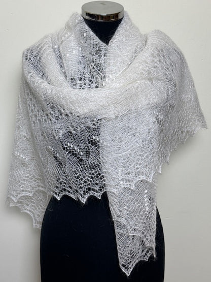 Orenburg shawl PWO-45, 120x120 cm