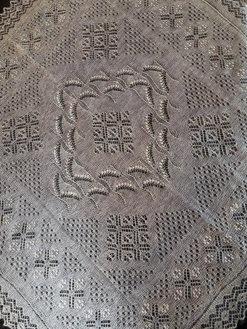 Orenburg shawl PWO-77, 120x120 cm
