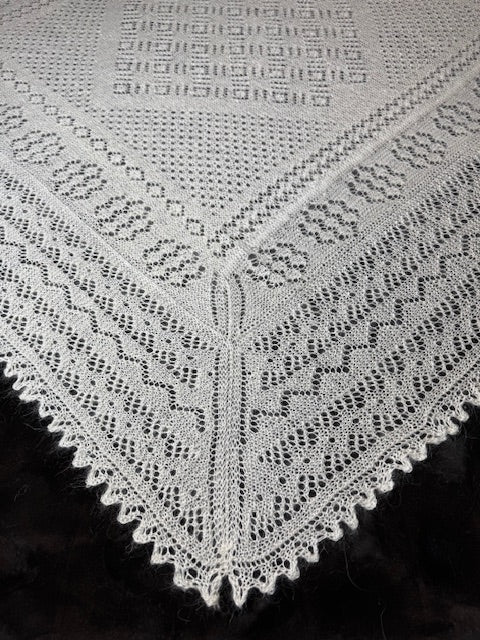 Orenburg shawl PWO-56, 130x130 cm