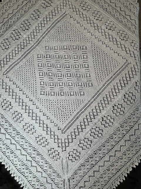 Orenburg shawl PWO-57, 130x130 cm