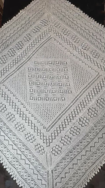 Orenburg shawl PWO-57, 130x130 cm