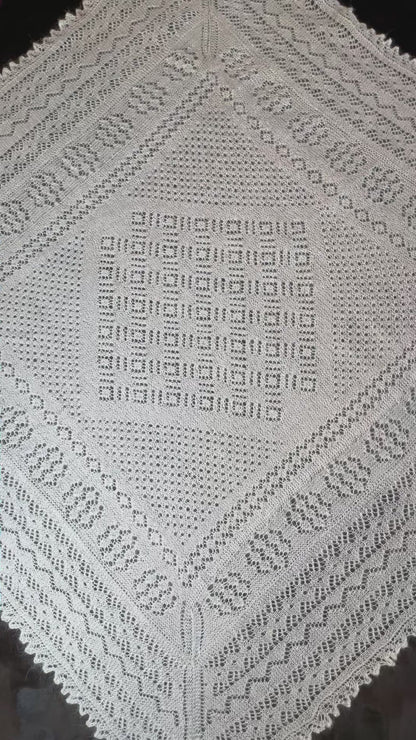 Orenburg shawl PWO-56, 130x130 cm