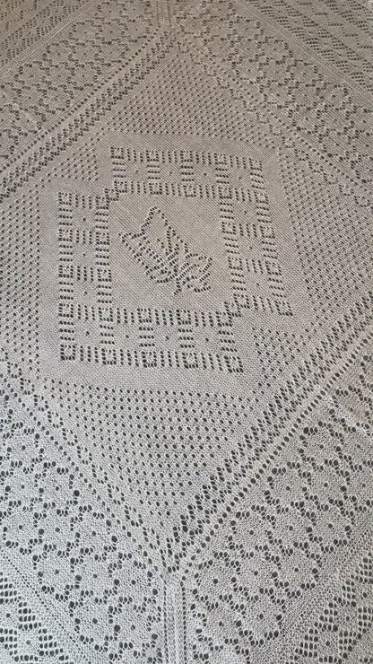 Orenburg shawl PWO-35, 160x160 cm