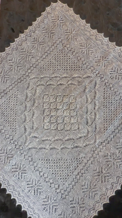 Orenburg shawl PWO-67, 120x120 cm