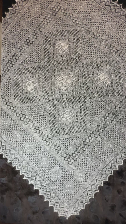 Orenburg shawl PWO-14, 120x120 cm