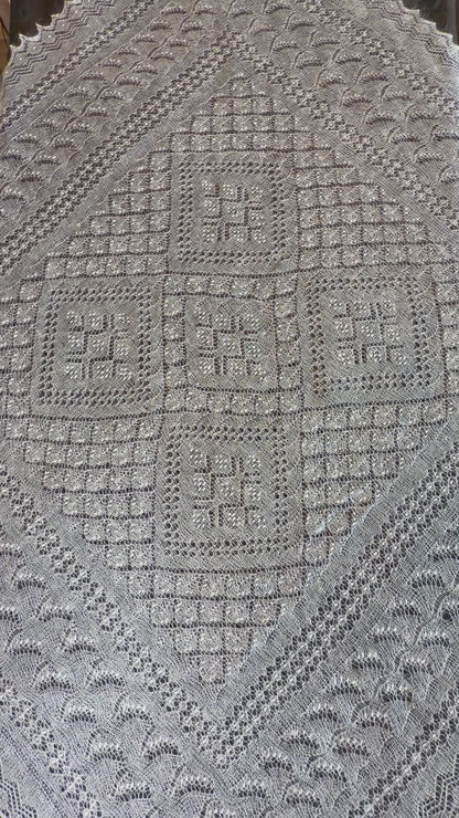 Orenburg shawl PWO-69, 140x140 cm