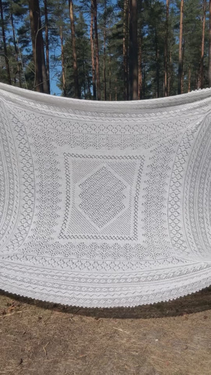 Orenburg shawl POW-25, size 220x220 cm