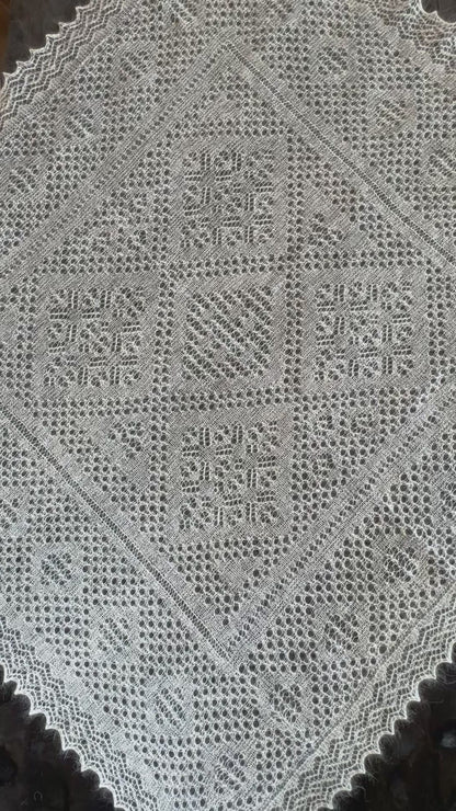 Orenburg shawl PWO-55, 130x130 cm