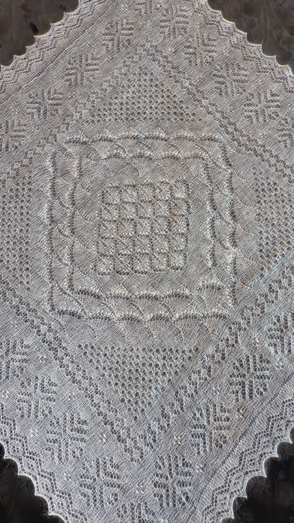 Orenburg shawl PWO-64, 120x120 cm